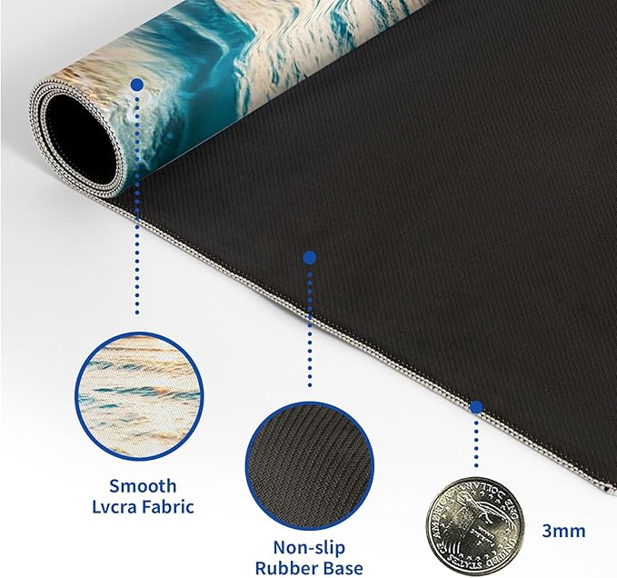 Sunrise Beach Mouse Pad Abstract Sea Mouse Pad 31.5x11.8 Inch Japanese Texture Non-Slip Rubber Base Large Mousepad Stitched Edges Keyboard Mouse Mat Desk Pad for Office and Home