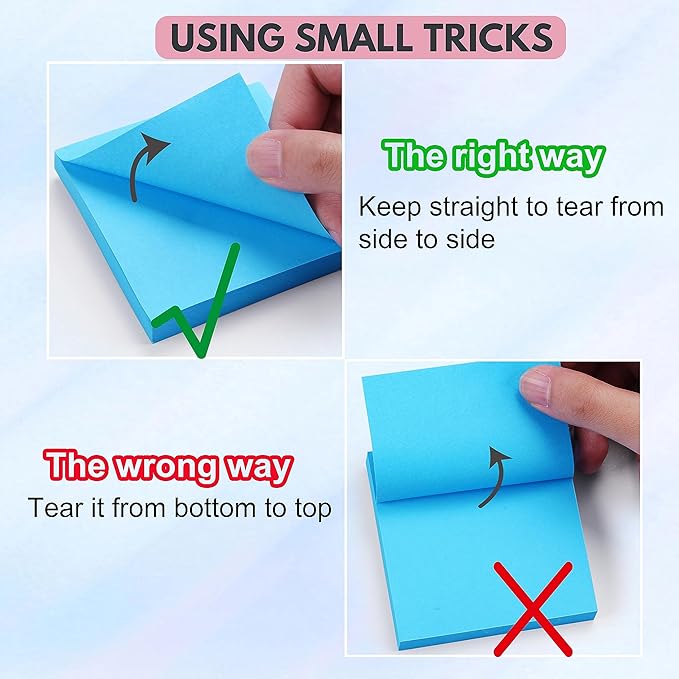 Sticky Notes 3 x 3 in, 60 Pads, 85 Sheets/Pad, 6 Bright Colors, Self-Stick Notes, Easy to Post for Home, Office, School