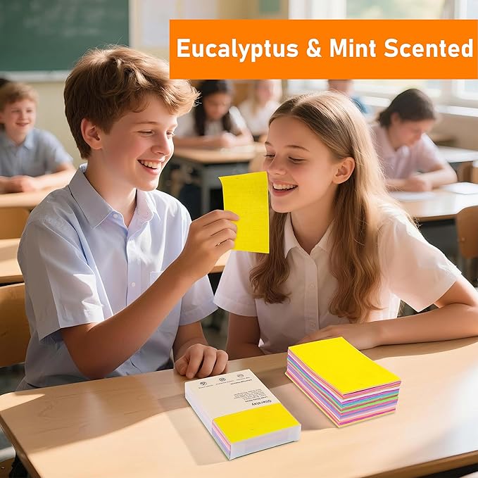 8 Pack Lined Sticky Notes 4x6 in Ruled Stickies Super Sticking Power Memo Pads Bright Colors, 240 Sheets Strong Adhesive Lined Sticky Notes, Eucalyptus & Mint Scented Post it Notes- Teacher Supplies