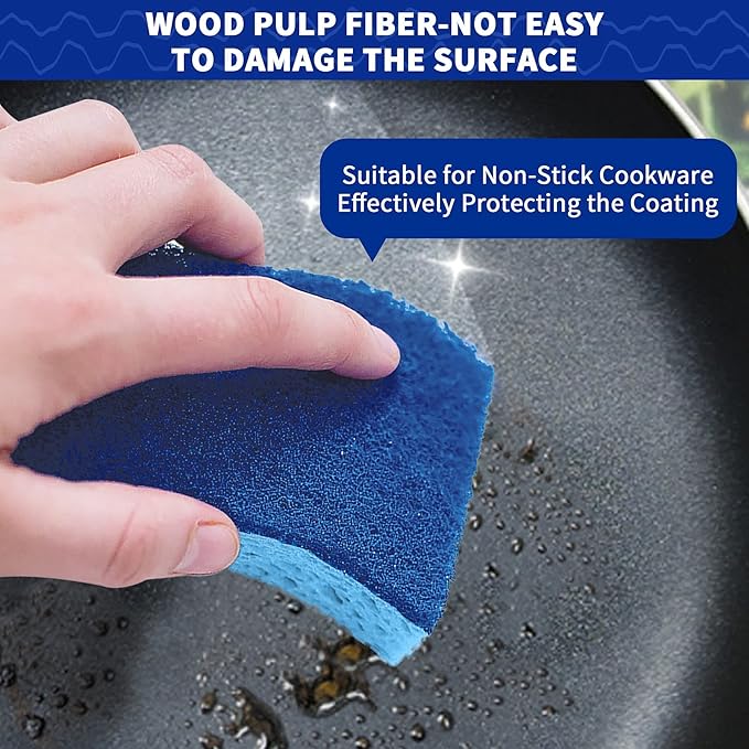 CELOX 6 Pack Non-Scratch Dish Sponge, Dual Sided Kitchen Sponges for Dishes, Long Lasting Dishwashing Household Cleaning Sponges for Kitchen, Easy to Dry and Reusable