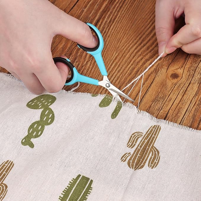 Fabric Scissors Set - Sharp Stainless Steel Blade and Soft Handles, Sewing, Craft and Embroidery Scissors, 3PCs, Blue/Black