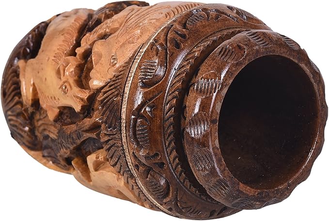Craft Trade Hand Carved Wood Pencil Holder for Desk Organizer for Home School Office Supplies Pen Pot Storage Suitable for Stationery - Natural Wood