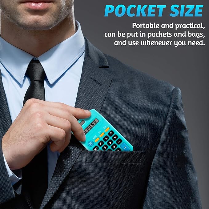 9 Pieces Operation Pocket Size Student Function Calculator Mini Colorful Basic Solar Battery Calculator Bulk for Student School Home Office Desktop Accounting Tools