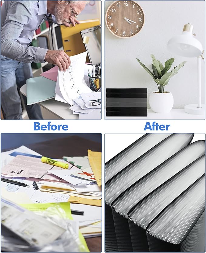 Cesil 3Pcs Expanding File Folders, 13 Pockets File Organizer Accordion File Holder with Elastic Buckles Closure, A4 Paper Document Organizer for Home School Office