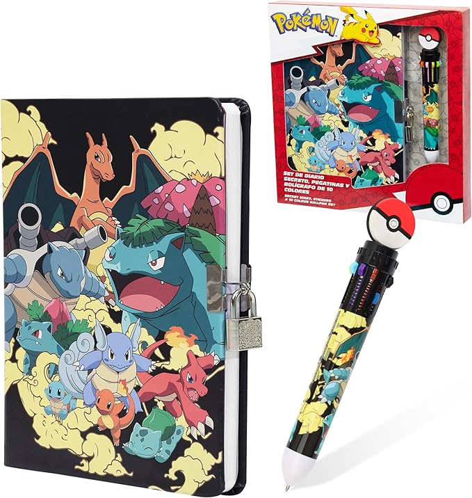 Pokemon Journal Set for Kids Teens Diary with Lock or Notebook with Pen Secret Diary School Supplies Pikachu Cute Stuff Gifts for Kids(Multi Notebook Set)
