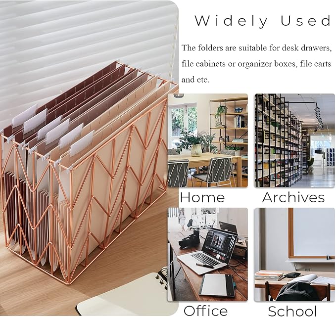 Y YOMA Letter Size - 24 Pack Extra Capacity Hanging File Folders Accordion Decorative File Folder Cute Colored Hanging Folder Organizer for Office Home with 1/5-Cut Adjustable Tabs, Mocha Color