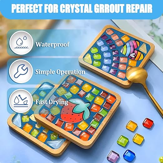 OOTDART Mosaic Crystal Grout, Mosaics Tile Tools, Mosaic Tile Accessories – Essential for Handmade Grouting and Perfect for DIY Craft Projects (Azure, 8.8oz)