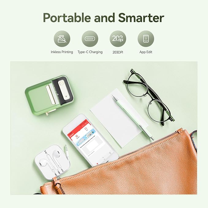 NIIMBOT B21 Label Maker Machine with Tape 2Inch Portable Sticker Printer Thermal Labeler for Jar Price Address Label for Business Home Office Organization, Green