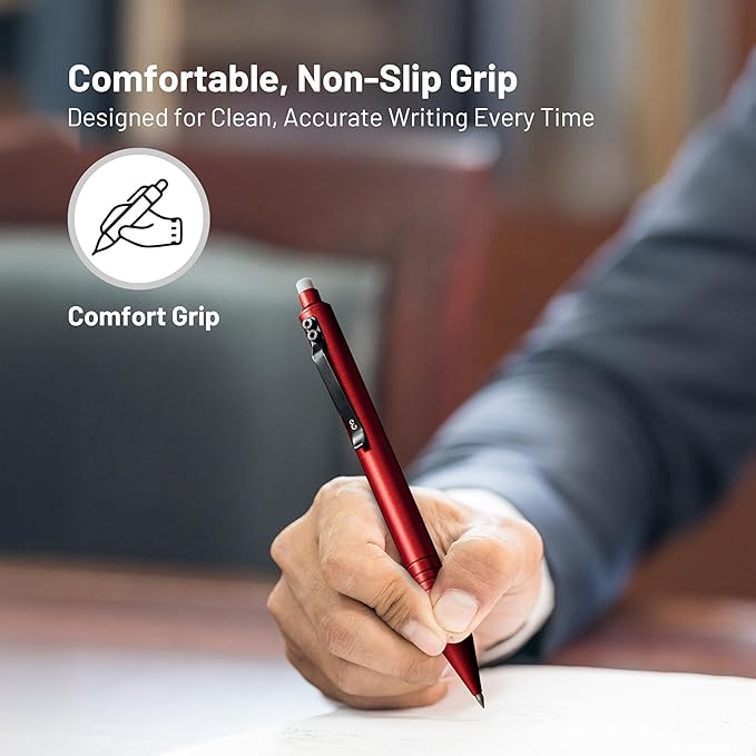 Everyman Crimson Grafton Mechanical Aluminum Pencil, Premium 0.5mm Lead Writing, Drawing & Sketching, ideal for Professionals, Students and Architects & EDC Pencil