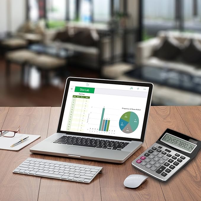 Helect 12 Digit Desktop Calculator, Standard Function Business Desktop Calculator, Silver