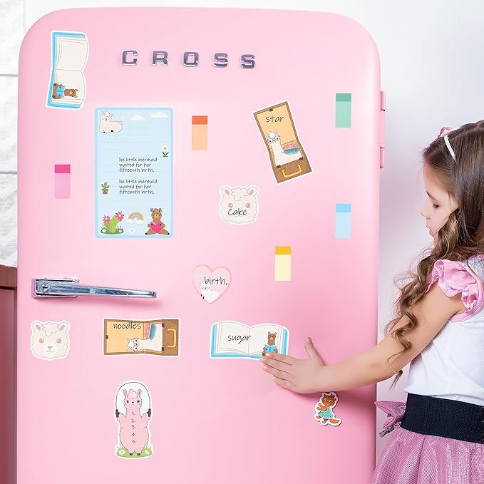 B1ykin Sticky Notes Set, Cartoon Theme Cute Self-Stick Notes Pad Teacher Appreciation Gifts， Self-Adhesive Writing Memo Pages Sticky to Do Notepad Thank You Gift for School Classroom (Amazing Alpaca)