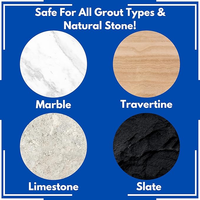 Grout Cleaner & Sealer Bundle W/Brush: Cleaner & Protector for all grout types; All Tile & Natural Stone floors, showers, & countertops