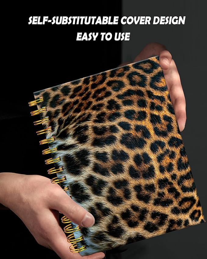 Spiral Journal Notebook for Women,A5 College Ruled Notebooks 6"x 8.4",120 Pages Lined Journal with Premium Thick Paper,Perfect for School Office Home Gifts(Beautiful Leopard Skin)