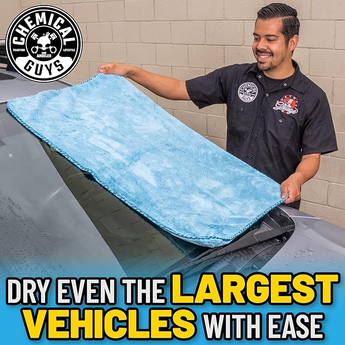 Chemical Guys Woolly Mammoth Large, Super Absorbent and Soft Microfiber Towels for Cars, Blue (36 x 25 inches)