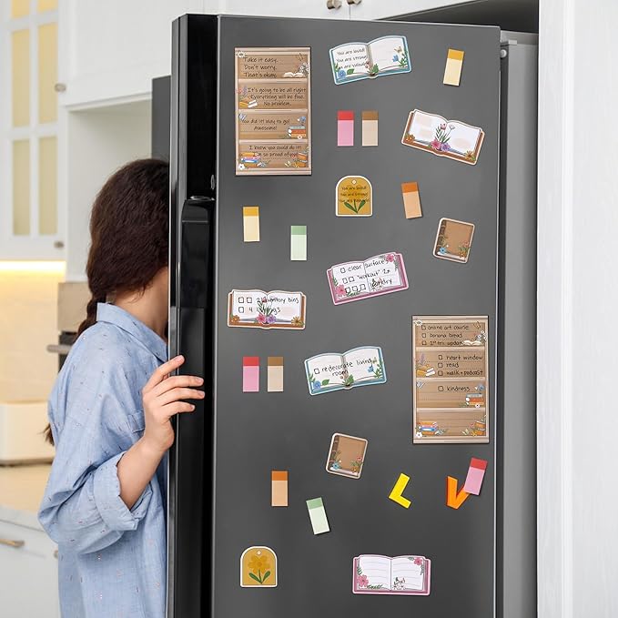 B1ykin Sticky Notes Set, Cartoon Theme Cute Self-Stick Notes Pad Teacher Appreciation Gifts， Self-Adhesive Writing Memo Pages Sticky to Do Notepad Reading Gift for School Graduation(Wildflower)