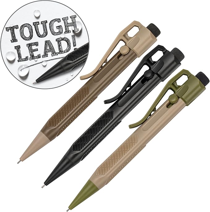 Rite in the Rain Durable Weatherproof Mini Slide-Click Mechanical Pencil, 3 Pack (No. TAC14)