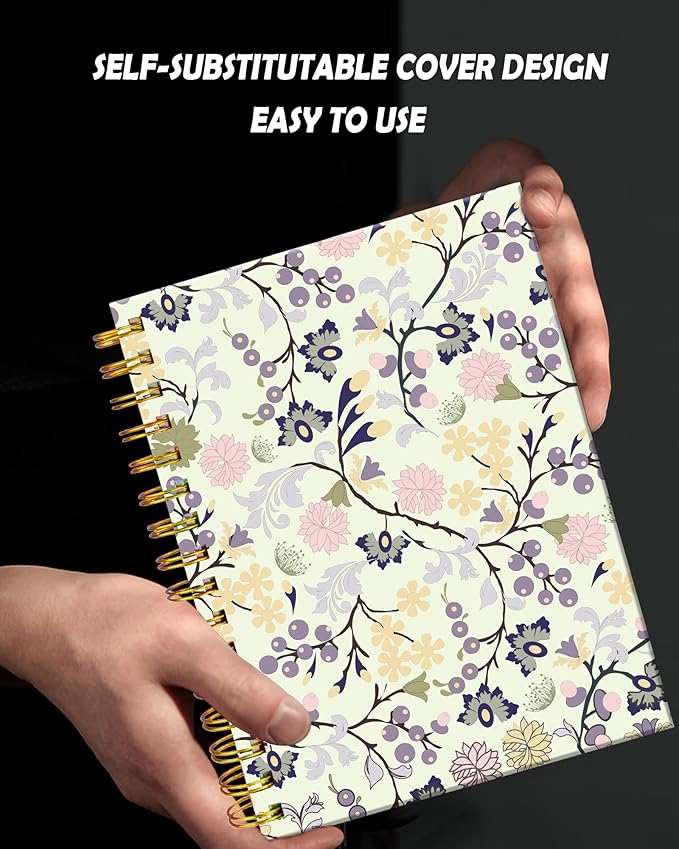 Spiral Journal Notebook for Women,A5 College Ruled Notebooks 6"x 8.4", 120 Pages Lined Journal with Premium Thick Paper,Perfect for School Office Home Gifts(beautifull flower)