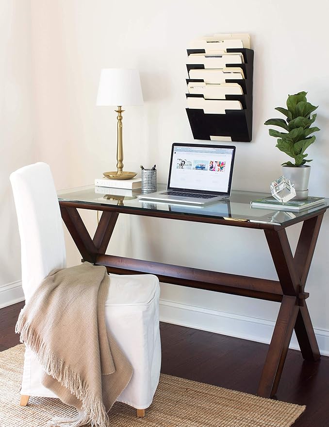 Wallniture Lisbon 15-Tier Wall Mounted File Holder and Desk Organizer, Metal Black Office Organization and Storage Rack