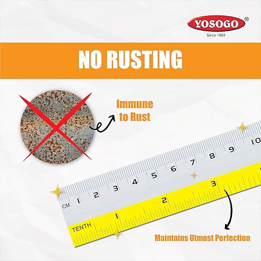 6 Inch / 15 cm Assorted Color Aluminum Ruler in Inch and CM Scale with Hanging Hole | Pack of 6