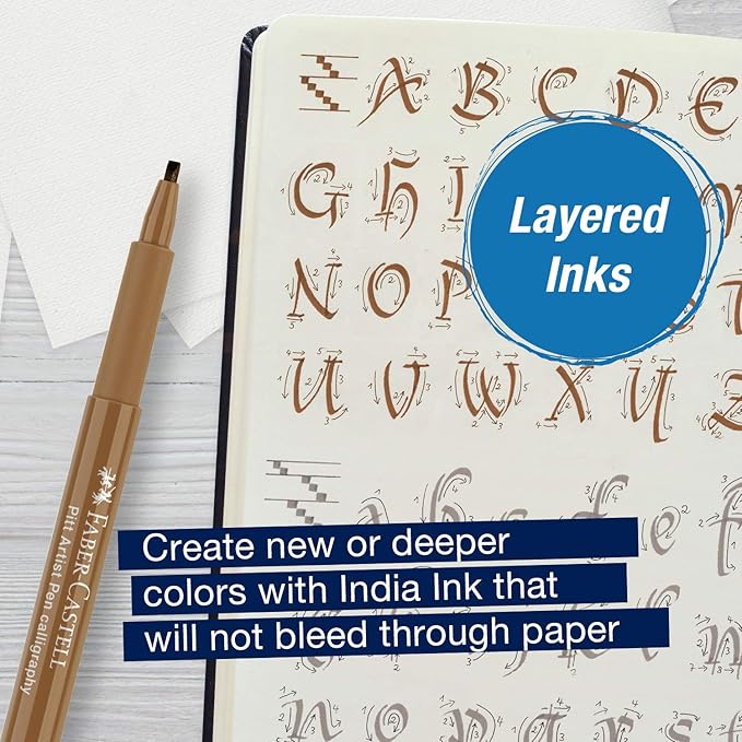 Faber-Castell Calligraphy Pitt Artist Pen Set - 6 Subtle Toned Calligraphy Pens