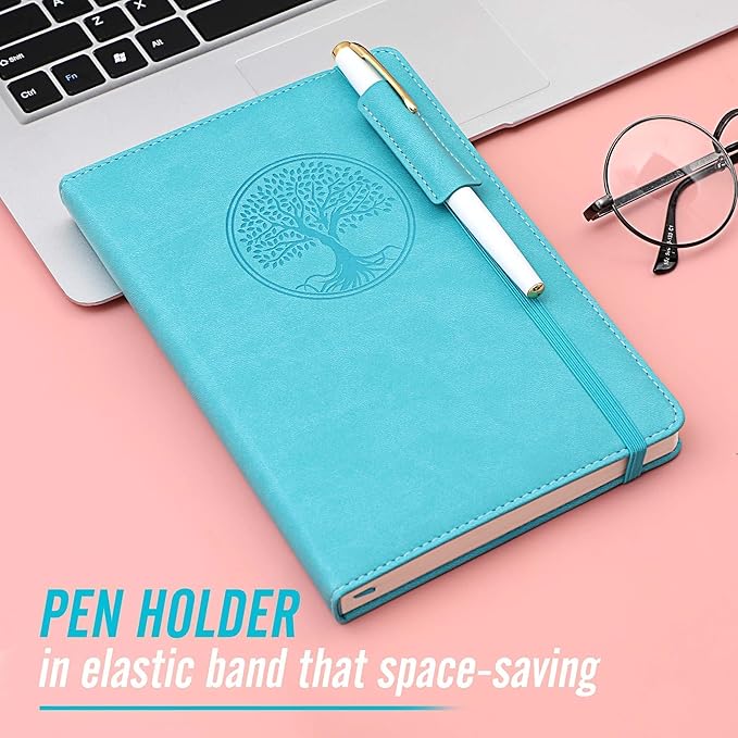 CAGIE Lined Journal Notebook for Women Hardcover Leather Journaling Notebook, 256 Pages A5 Notebook Journals for Writing Work Girls Diary, 5.7"x8.3"