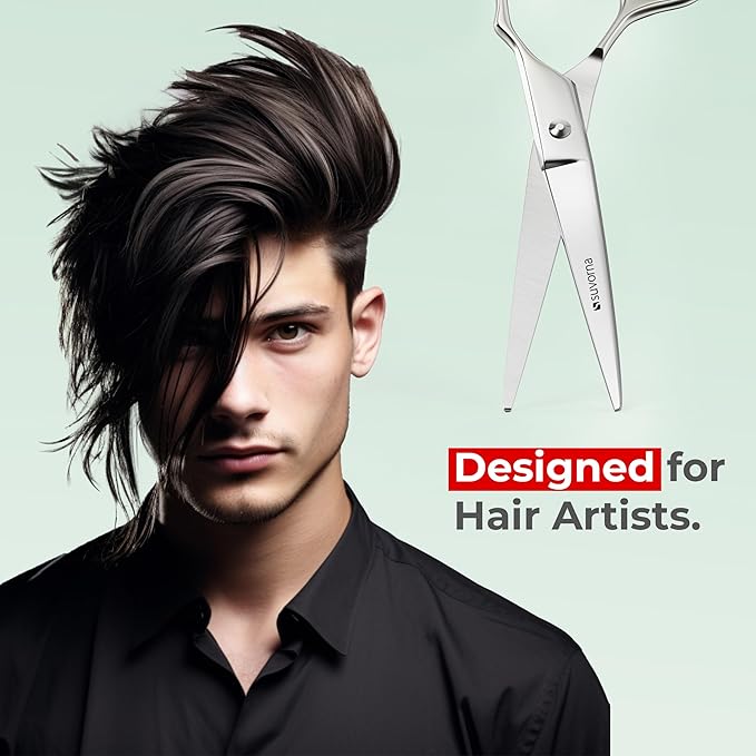 Suvorna Hair Cutting Scissors - 6" Stainless Steel Barber Scissors for Hair Cutting and Trimming - Razor Sharp Hair Scissors Professional for Hairdressers & Barbers - Hair Shears for Women and Men