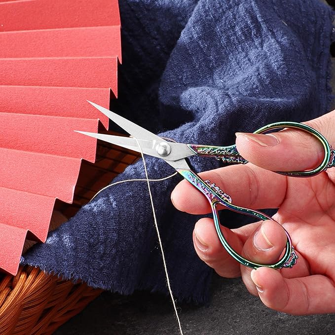 4.4 INCH Small Embroidery Scissors, Sharp Pointed Tip, With Cover, Travel Size, Mini Crochet Scissors, Titanium