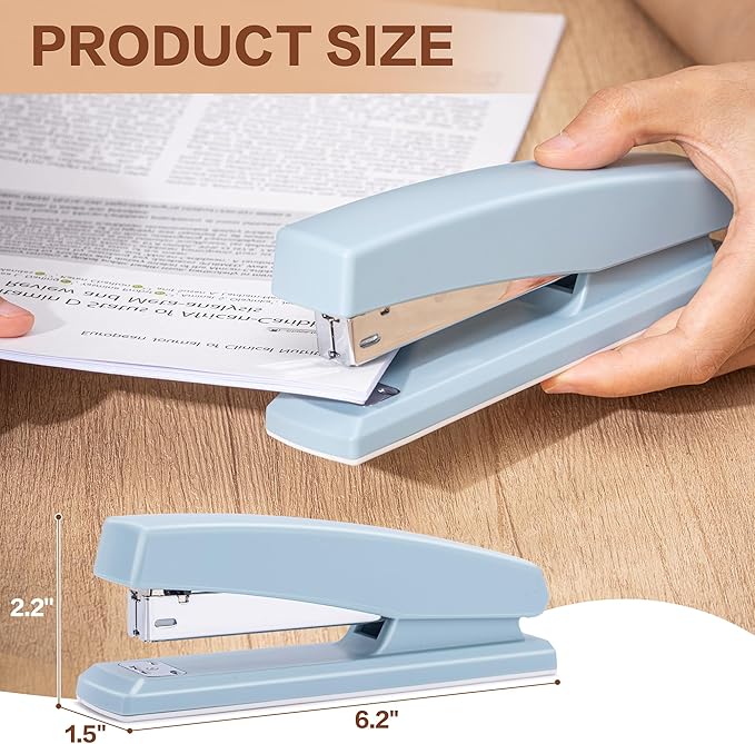 Deli Stapler, 12 Pack Staplers with 12000 Staples and 12 Staple Removers, Staplers for Desk, 25 Sheet Capacity, Blue