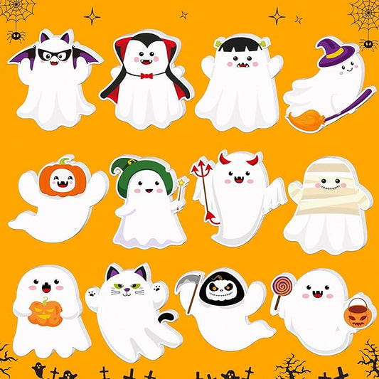 240 Pcs Spooky Halloween Sticky Notes - 12 Designs Notebook Colored Self Stick Memo Pads for School Office