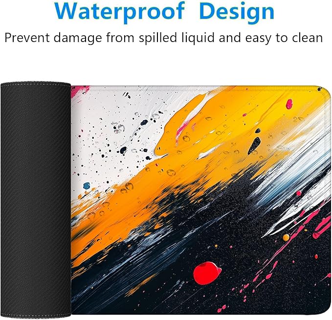 Abstract Paint Art Desk Mat Gaming Mouse Pad Colorful Red White Black Mouse Pad Large Mousepad Extended Laptop Keyboard Mat Gaming Desk Pad Mouse Mat Office Computer Keyboard Laptop Home 31.5"x11.8"