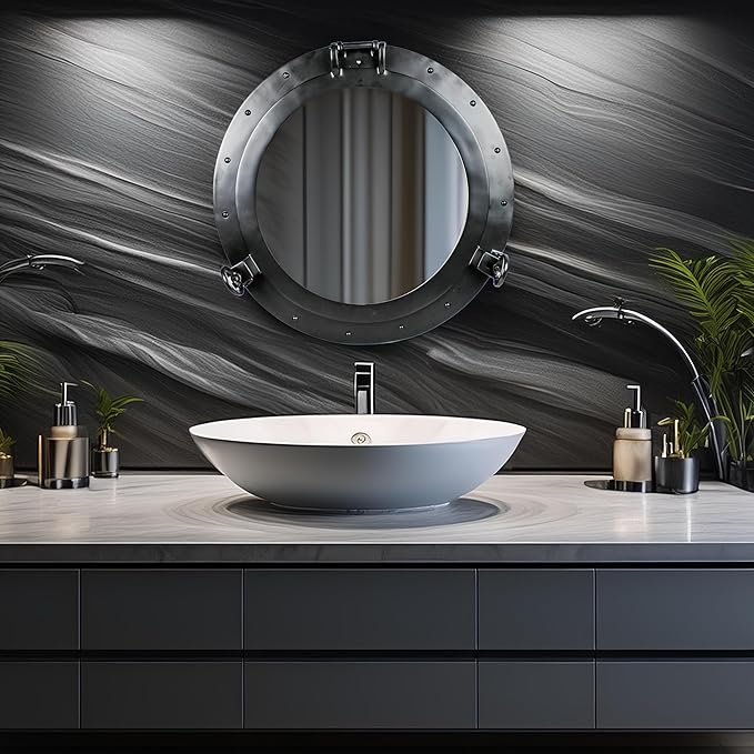 Nagina International Premium Vintage Antique Rustic Polished Aluminium Black Porthole (10 Inches)