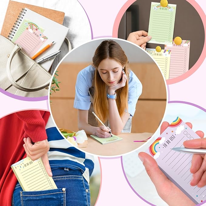 300 Sheets to Do List Notepad Daily Checklist Sticky Notes Cute Undated Memo Pad Color Block to Do Note Pad Weekly Plan Agenda and Organizer Planners for College(Rainbow Style,3.14 x 5.11 Inch)