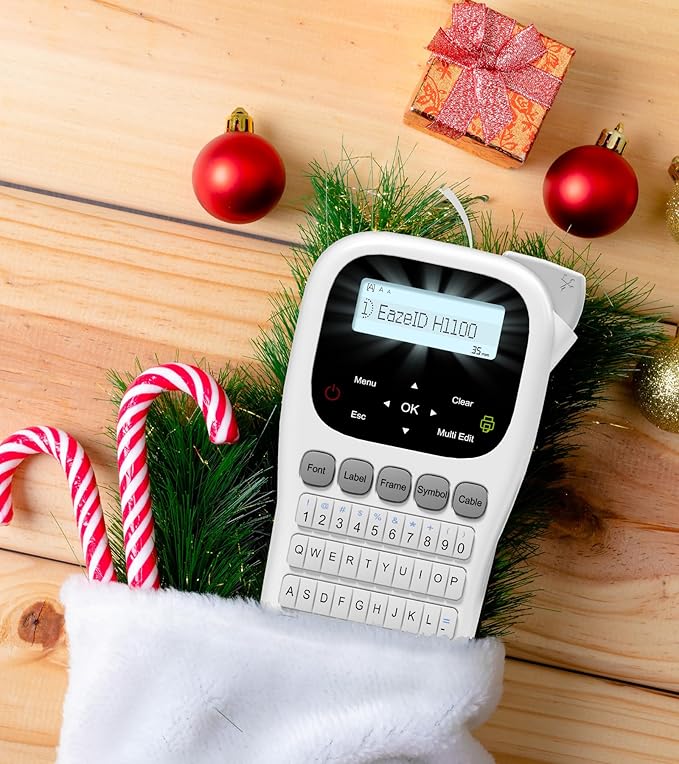 Label Maker Waterproof-Labels, Keyboard Label Maker Machine with-Tape12mm Laminated, Backlit Screen, Multiple Fonts & Symbols, Portable Inkless Labeler for Home Office School Use, H1100