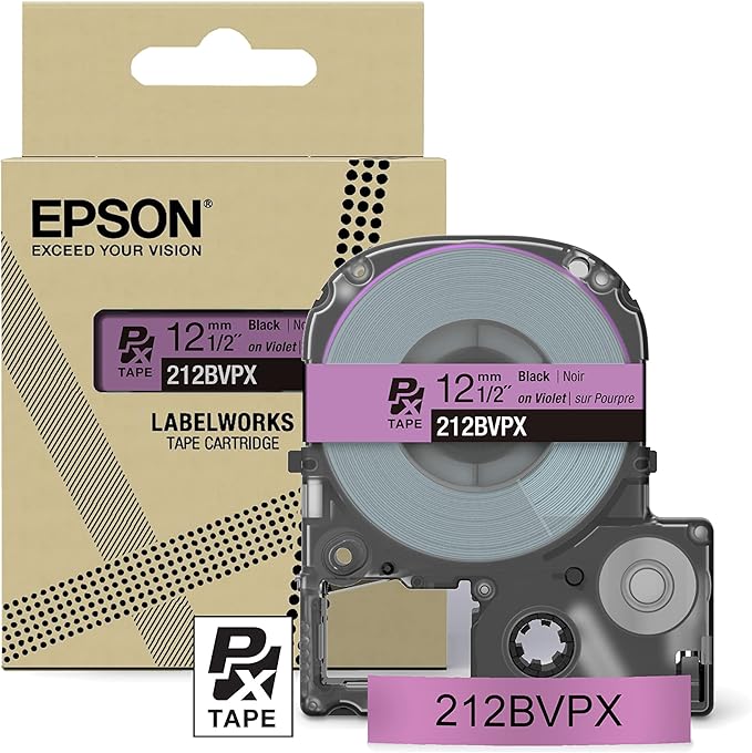 LABELWORKS Epson LW-C610PX Summer Bundle - Label Maker & Black on Purple, Yellow, Blue, and Pink Tape