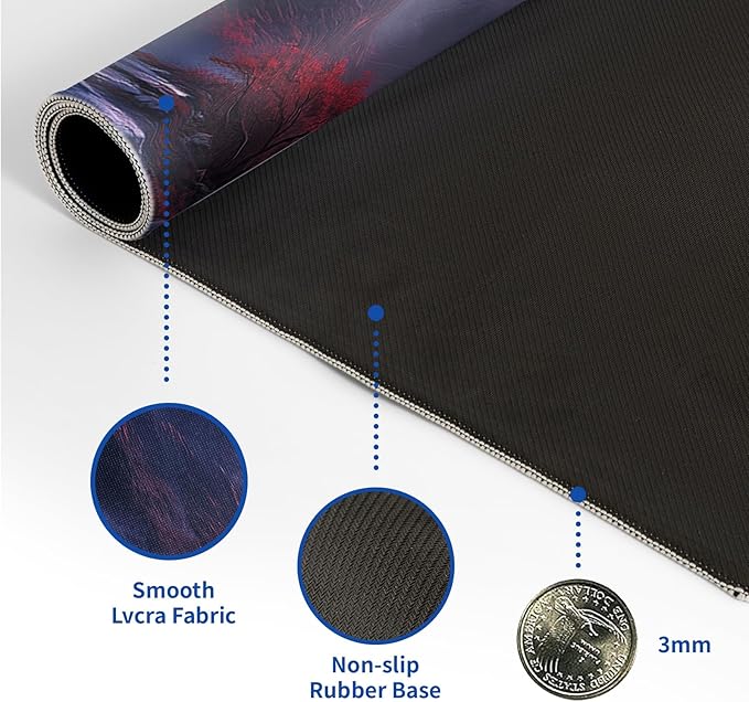 Darkness Red Moon Mouse Pad Abstract Red Mouse Pad 31.5x11.8 Inch Texture Non-Slip Rubber Base Large Mousepad Stitched Edges Keyboard Mouse Mat Desk Pad for Office and Home (Darkness 2)