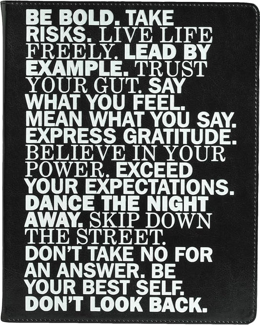 Eccolo Large Lined Journal Notebook, Flexible Cover, Writing Journal, 256 Ruled Ivory Pages, Ribbon Bookmark, Lay Flat, Desk Size for Work or School, Be Bold (Black, 8x10 inches)