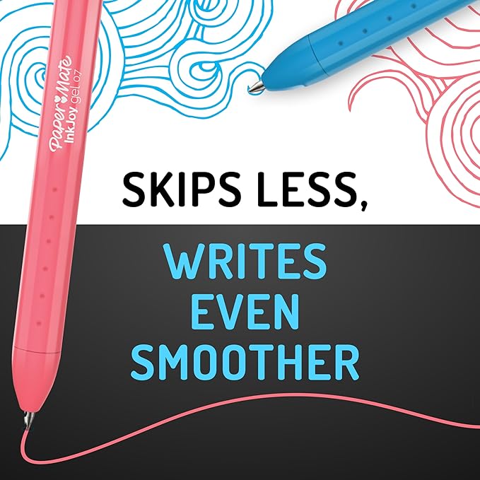 Paper Mate InkJoy Bright Pens, Gel Pens, Medium Point (0.7mm), Retractable, Assorted Brighter Colors, 10 Count