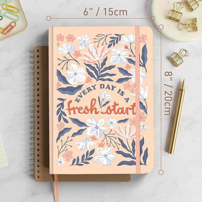 Rileys & Co Notebook Journal for Work and School - Lined Journal 8 x 6 Inches - Gold Foil Cover - Compact Notebook for Women - 240 Pages - Lined Notebook - Hardcover Journal (Fresh)