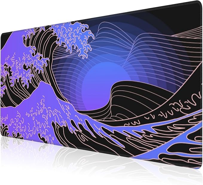 Mouse Pad, Large Ocean's Crest Leap Desk Mat, Extended Non-Slip Gaming Keyboard Mousepad Desk Pad, Thick Stitched Edges Waterproof Mouse Mat 31.5"x15.7" (Vaporwave Pop Art)