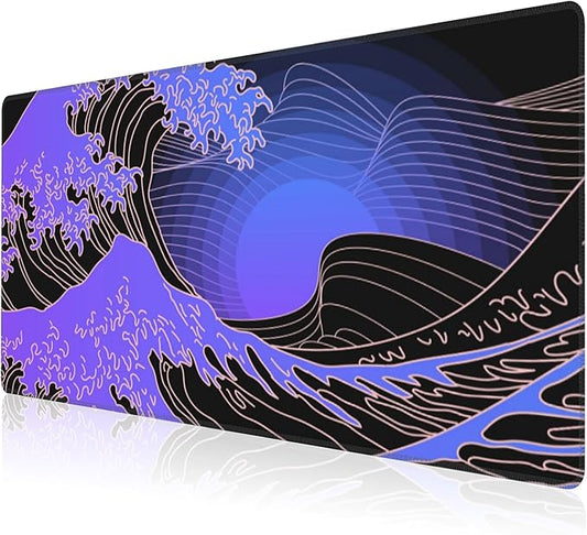 Mouse Pad, Large Ocean's Crest Leap Desk Mat, Extended Non-Slip Gaming Keyboard Mousepad Desk Pad, Thick Stitched Edges Waterproof Mouse Mat 31.5"x15.7" (Vaporwave Pop Art)