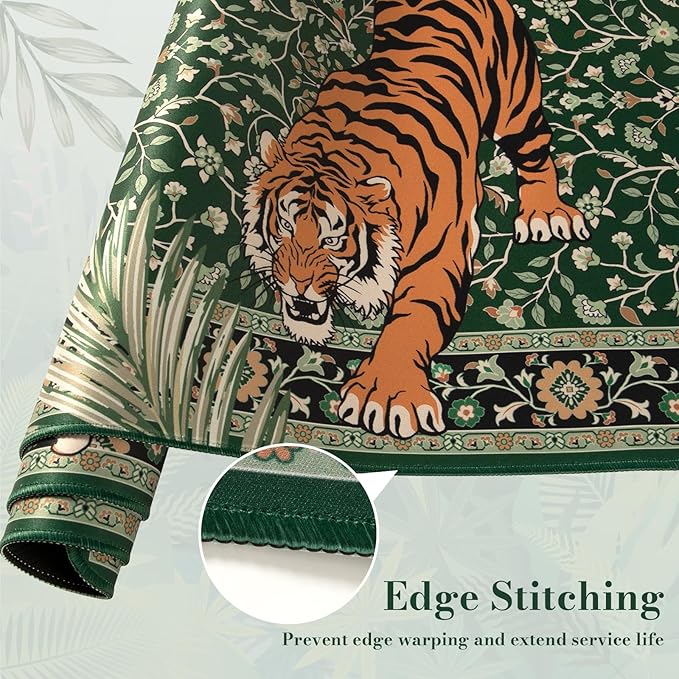 HAOCOO Large Gaming Mouse Pad, Desk Protector Mat with Stitched Edges, Non-Slip Keyboard and Mouse Pad, 35.4" x 15.7" Green Desk mat for Gamer, Water Resistant Mouse Pad Work from Home