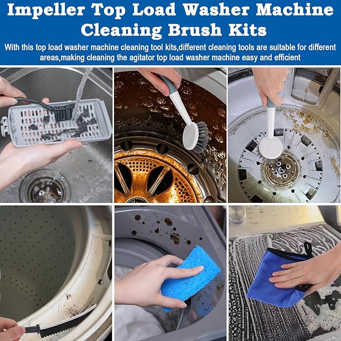 XANGNIER Top Load Washing Machine with Impeller Cleaning Brush Kits,5 Pcs Agitator-Free Top Load Washer Cleaner Tools Accessories