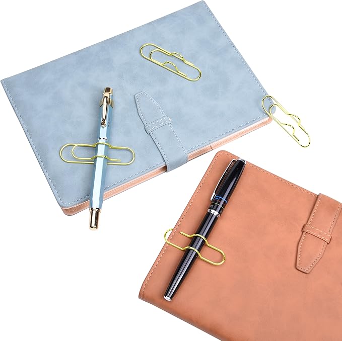 Wisdompro Pen Clip, 12 Pack Stainless Steel Pencil Clip Holder for Notebook, Books, Journal, Clipboard, Paper, etc. - 2.6 x 0.7 inch (Gold)