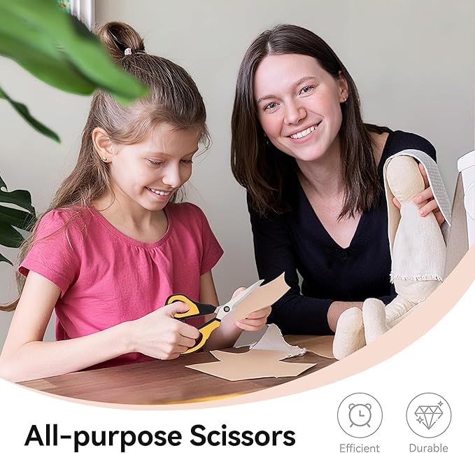 QMVESS 8.5" Scissors All Purpose 3 Pack, Ultra Sharp 2.5mm Thick Blade Scissors for Office, Professional Ergonomic Comfort Grip for Office School Home Fabric Sewing DIY Craft Cutting General Use