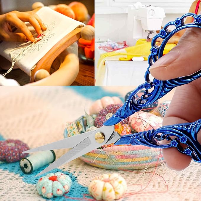 BIHRTC 4.5Inch Cross Stitch Sewing Scissors Small Sharp Scissor with Artificial Leather Cover Stainless Steel Shears for Needlework Artwork Craft Embroidery Sewing DIY Tool