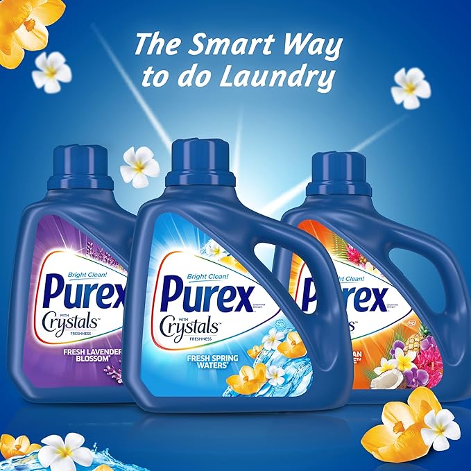 Purex HE Liquid Laundry Detergent, Fresh Spring Waters, 50 Ounce