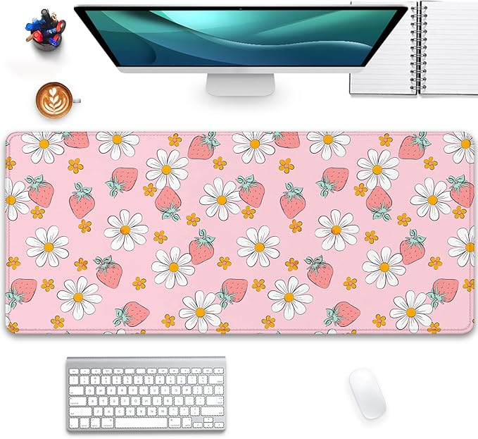 Strawberry Pink Mouse Pad - Large, 27.5X11.8 in, Gaming Mouse Pad and Desk Mat for Computer, Office, Home Work