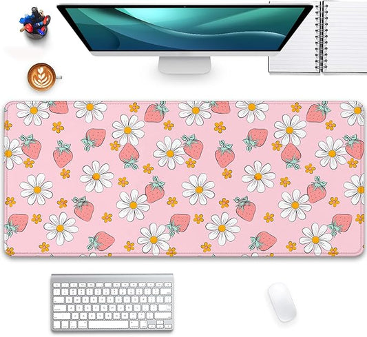 Strawberry Pink Mouse Pad - Large, 27.5X11.8 in, Gaming Mouse Pad and Desk Mat for Computer, Office, Home Work