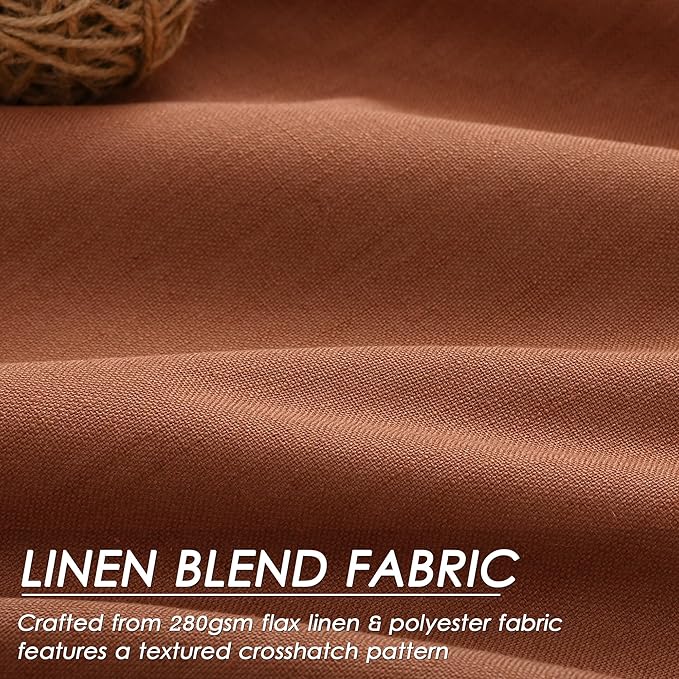 Terracotta Linen Blackout Curtains 120 Inch Length 2 Panels Set Extra Long 10 Ft Back Tab Pocket Drapes Thermal Insulated Total Blocking Curtains for Dining Room Cottage High Window Curtain 52x120