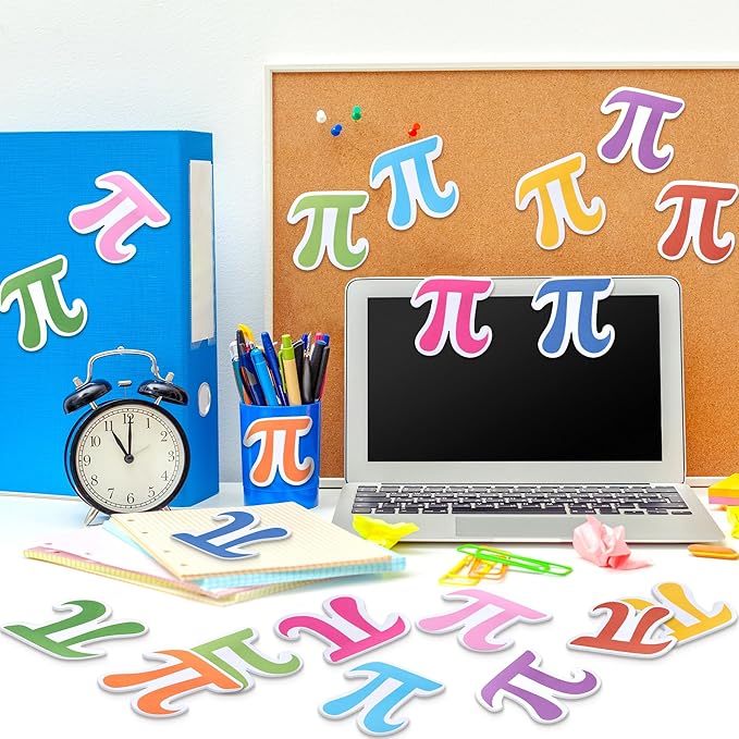 CJiangpo 30Pcs Pi Day Sticky Notes Pads, 600 Sheets Colorful Self Stick Notepad Memo Pads Cute Funny Page Marker Classroom Rewards Pi Day Math Party Favors Filler Gifts for Kids